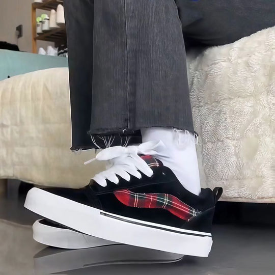 Damen lässige Sneaker mit kariertem Design und bequemer Sohle EB