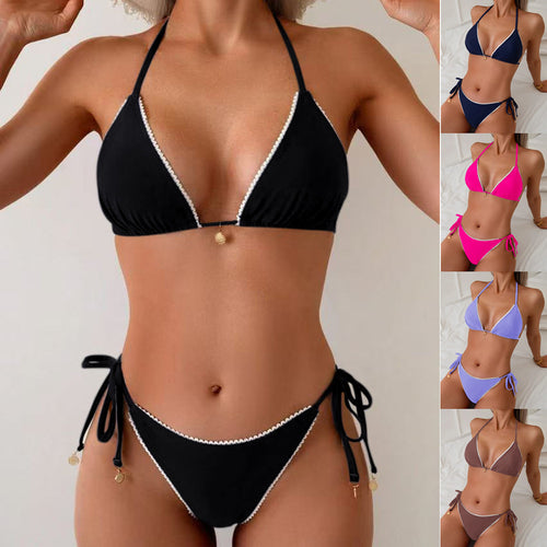 Damen Triangel-Bikini-Set mit eleganter Kontrastbordüre EB