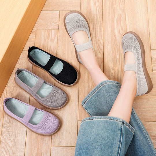 Damen Bequeme und elegante Ballerinas mit elastischem Riemen EB