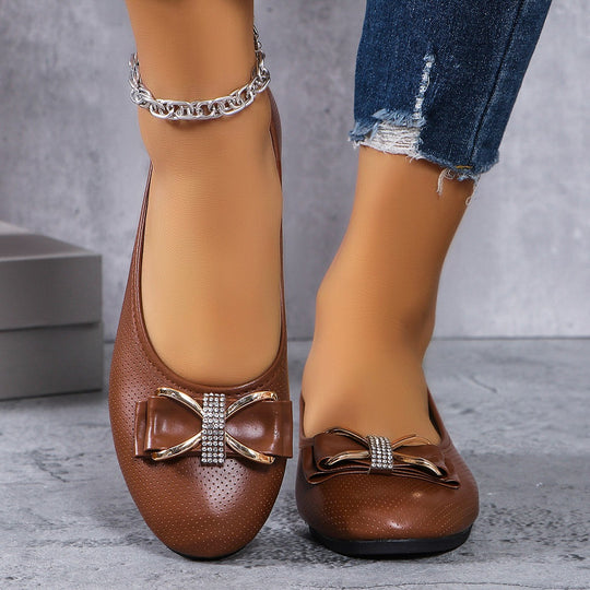 Damen  filigrane Ballerina-Slipper mit dekorativer Schleifenapplikation und gepolsterter Komfortsohle EB