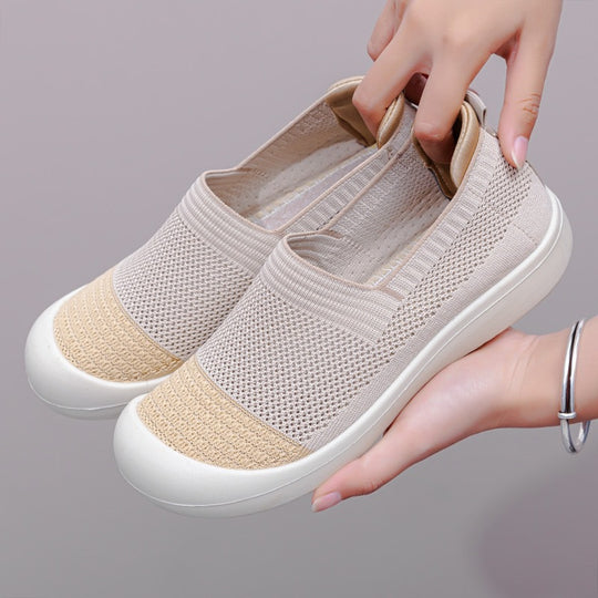 Damen Freizeit Slip-On Sneakers aus atmungsaktivem Textil mit rutschfester Sohle EB