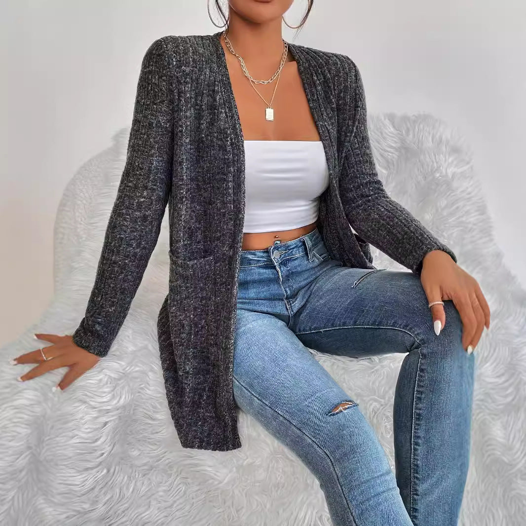 Damen Strickjacke mit strukturiertem Rippdesign und praktischen Taschen EB