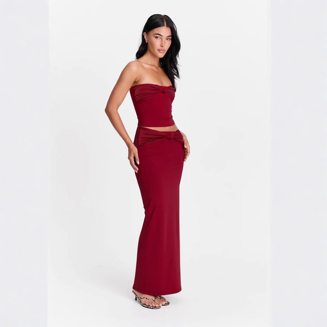 Damen Wickeloberteil mit Knotendetails und figurbetontem Design EB