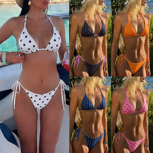 Damen Triangel-Bikini mit animalischem Muster und verstellbaren Seitenbändern EB