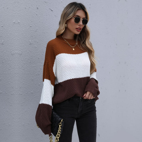 Damen Strickpullover im modernen Blockdesign EB