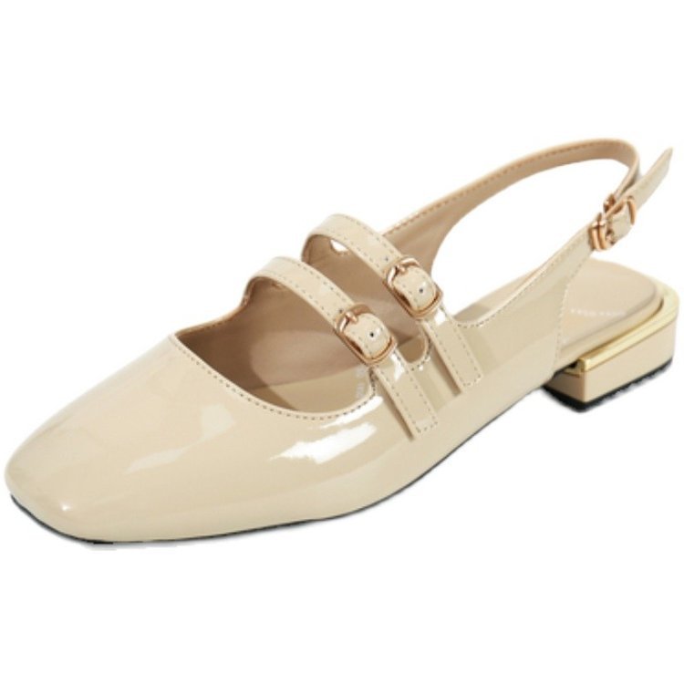 Damen Sling-Ballerinas mit doppeltem Riemchen und komfortablem Blockabsatz EB