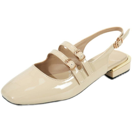 Damen Sling-Ballerinas mit doppeltem Riemchen und komfortablem Blockabsatz EB