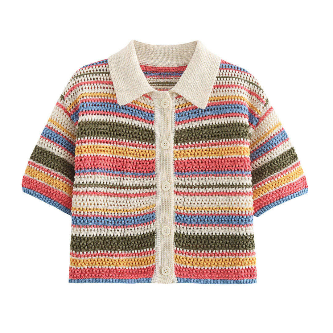 EB | Gehäkeltes Kurzarm-Shorts-Set mit hoher Taille