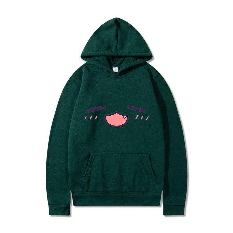 Damen Kapuzenpullover mit fröhlichem Cartoon-Gesicht und bequemer Passform EB