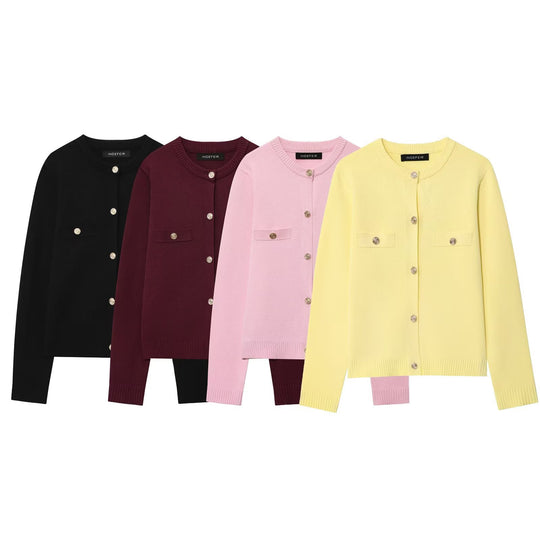 Damen Cardigan mit Knopfdetails und Brusttaschen EB