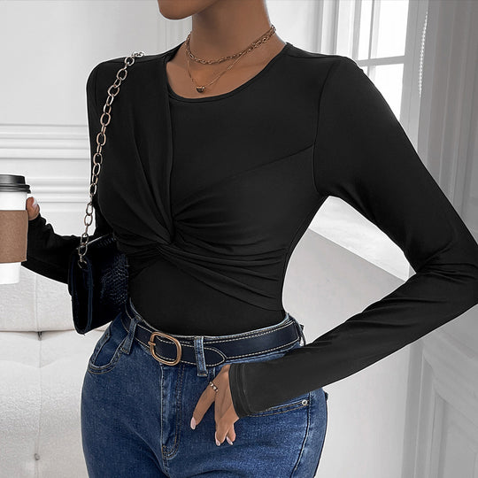 Damen Langärmliger Body mit innovativem Knotendesign EB