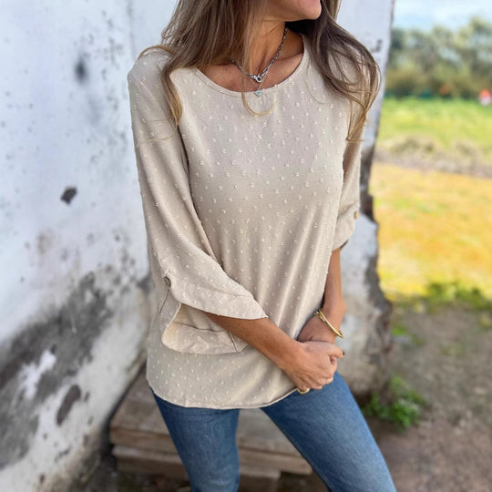 Damen lässige Bluse mit dekorativem Punktedesign EB