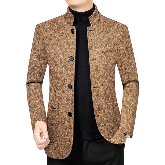 Herren Moderner Stehkragen-Blazer im Travel-Stil mit wattierter Innenfütterung EB