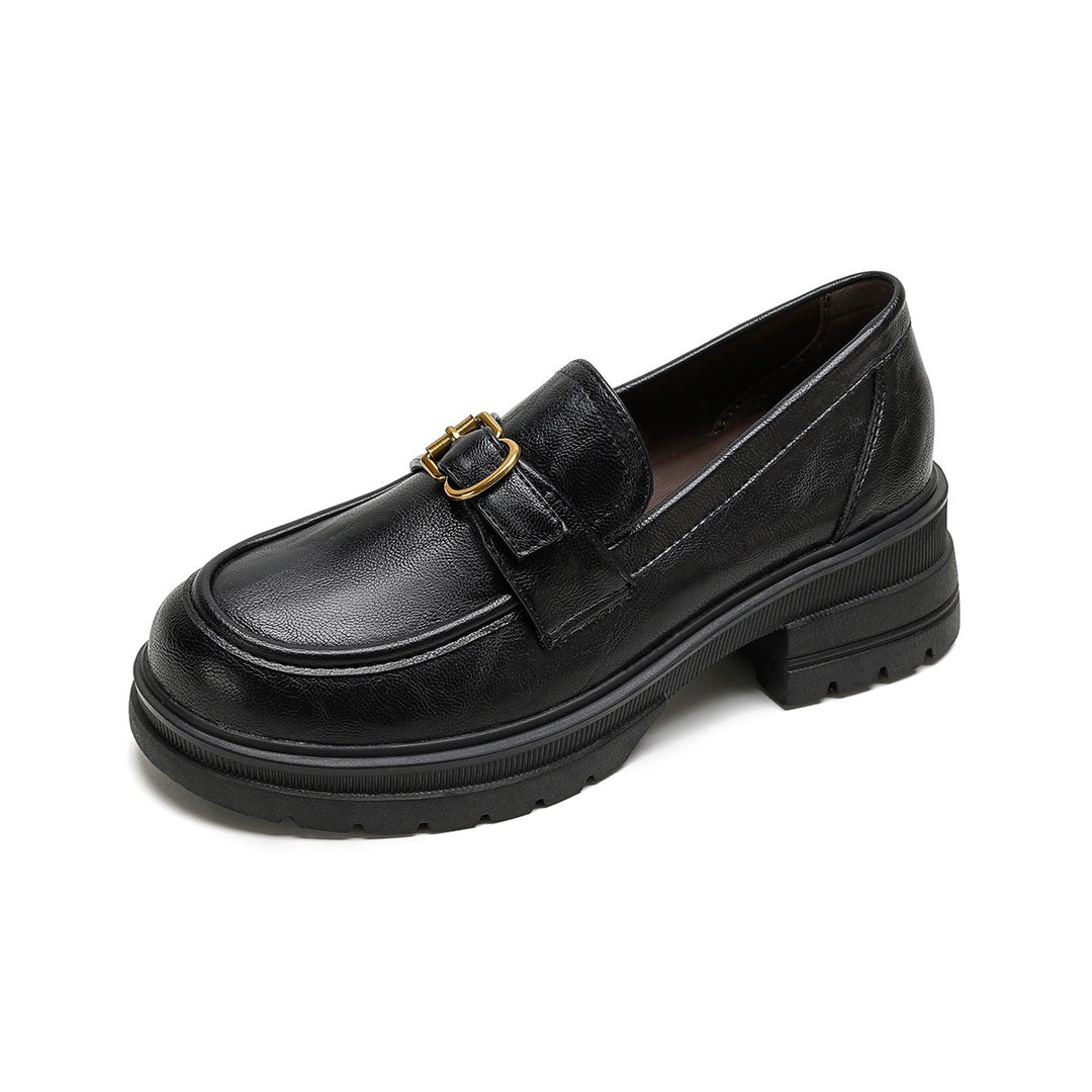 Damen Mokassins mit eleganter Schnallenapplikation und zusätzlichem Plateau EB