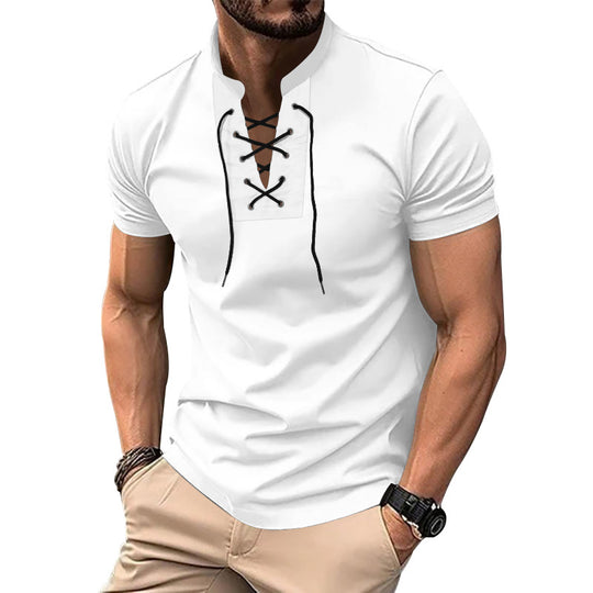Herren lässiges Poloshirt mit Schnürung EB