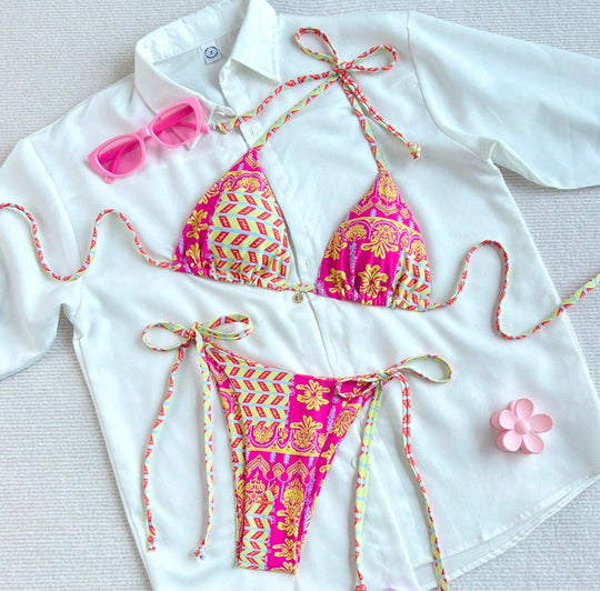 Damen Zweiteiliger Bikini mit modischem Mustermix EB