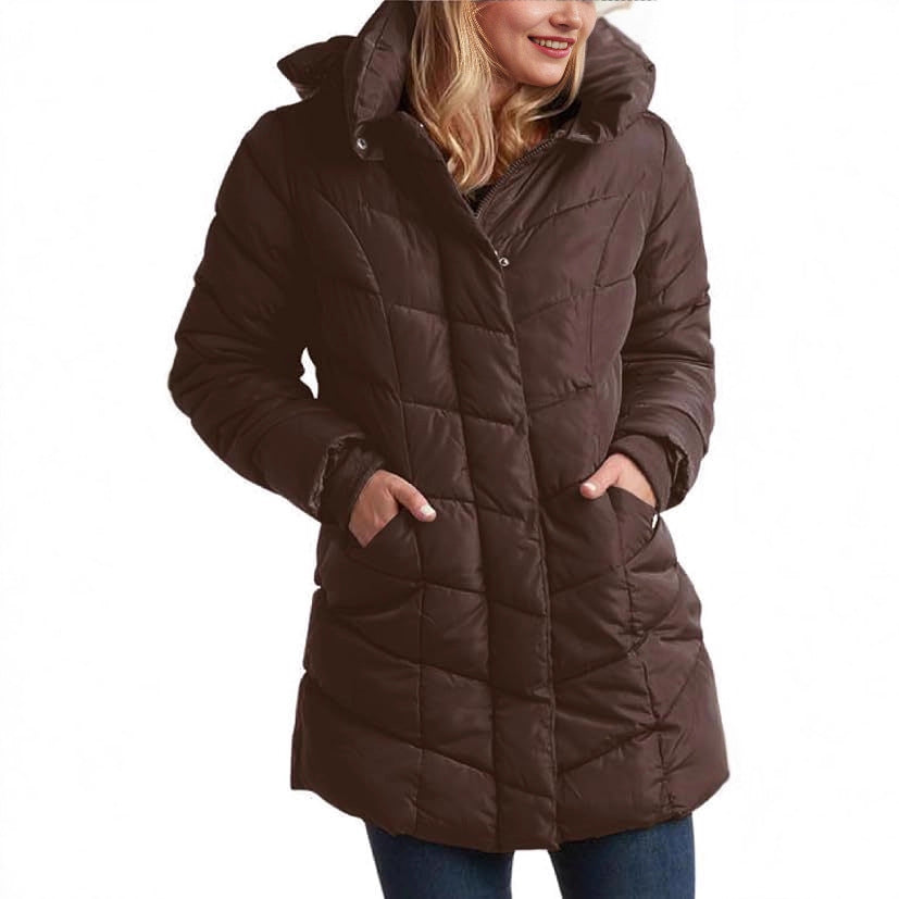 Damen Langer gesteppter Winterparka mit hochgeschlossenem Kragen EB