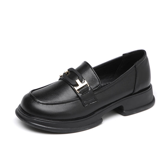 Damen Elegante Loafers mit modischer Schnallenverzierung und komfortablem Blockabsatz EB