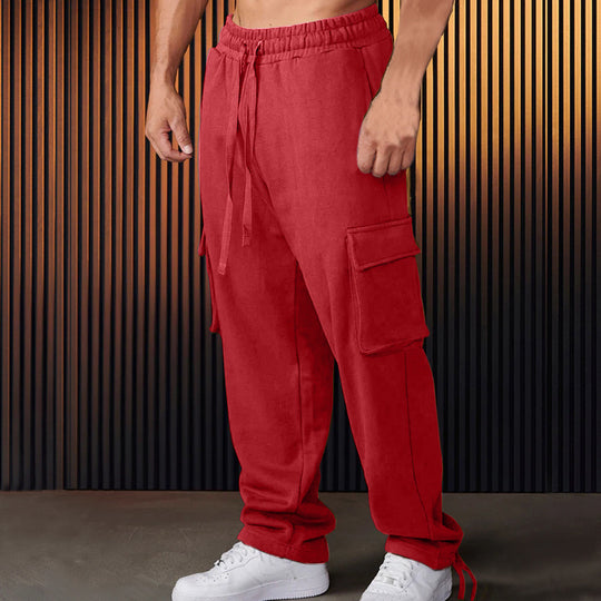 Herren entspannte Cargo-Hose mit praktischem Taschen-Design und elastischem Bund EB