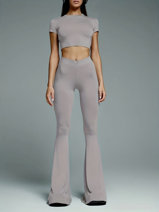 Damen modischer Zwei-Teiler mit crop Top und weitem Schnitt EB