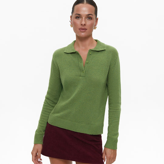 Damen eleganter Strickpullover mit Kragen EB