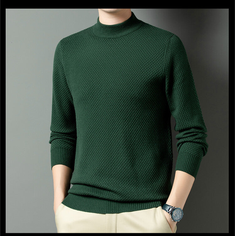 Herren Strukturierter Rollkragenpullover aus hochwertiger Baumwolle EB