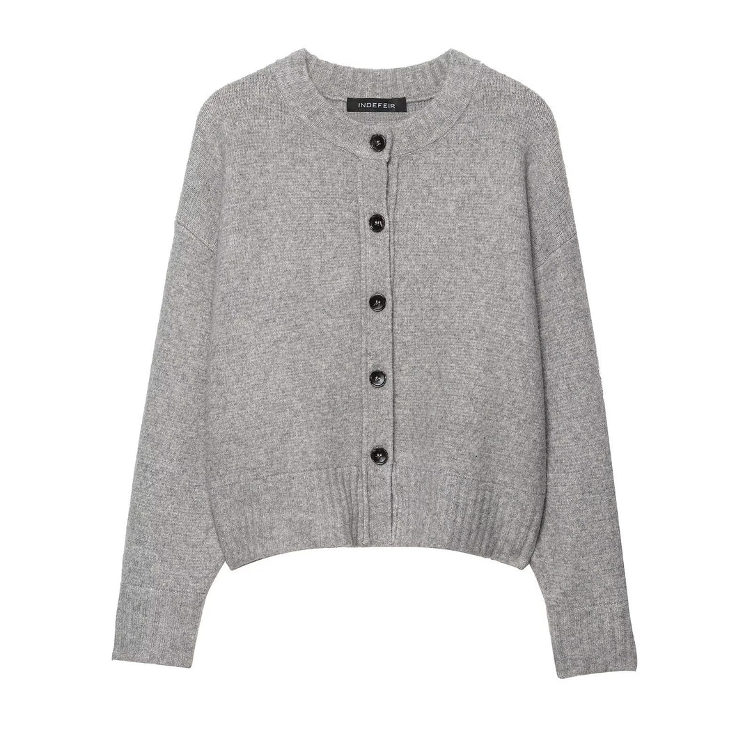 Damen lässiger Strickcardigan mit Knopfdetails EB