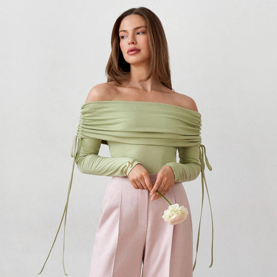 Damen Off-Shoulder Oberteil mit eleganter Raffung EB