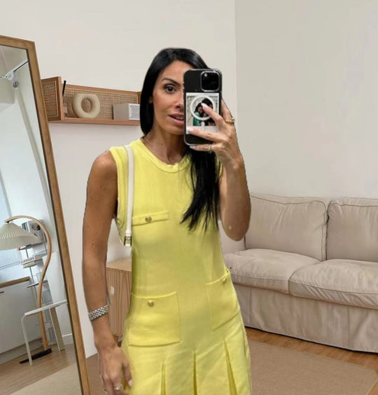 Damen Kurzärmeliges Knopfkleid mit aufgesetzten Taschen EB