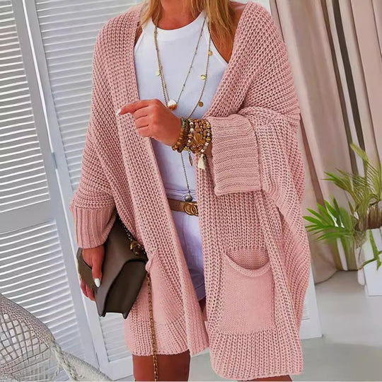 Damen Grobstrickjacke mit praktischen Taschen und lässigem Schnitt EB