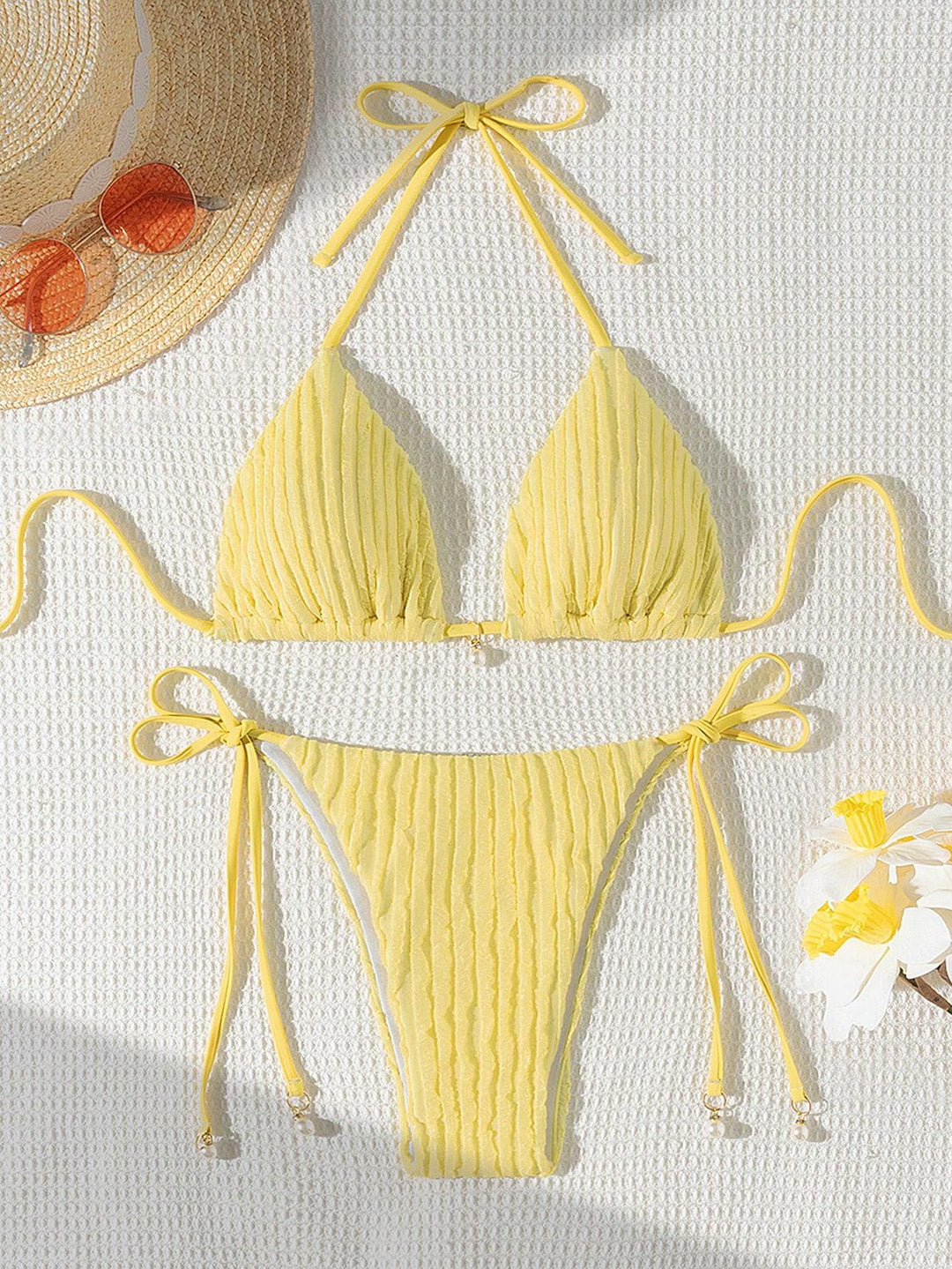 Damen Triangle-Bikini mit strukturiertem Design und verstellbaren Trägern EB