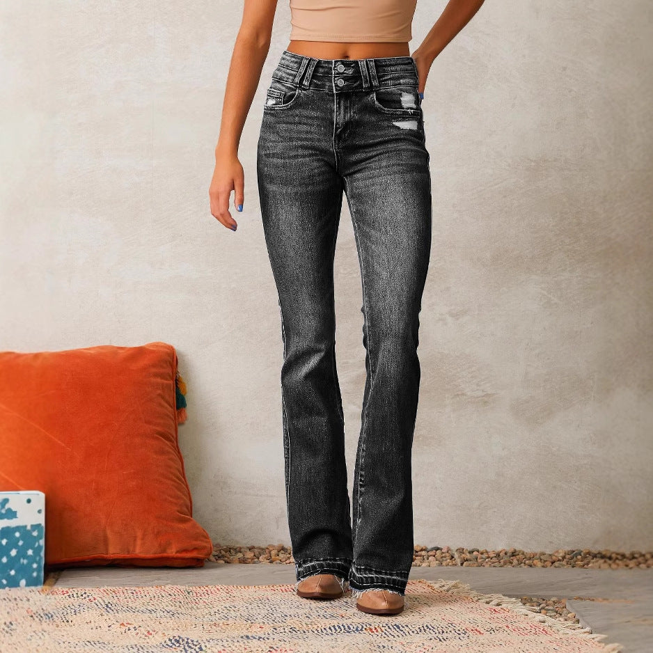 Damen Flared Jeans im Vintage-Stil mit hohen Taillen EB