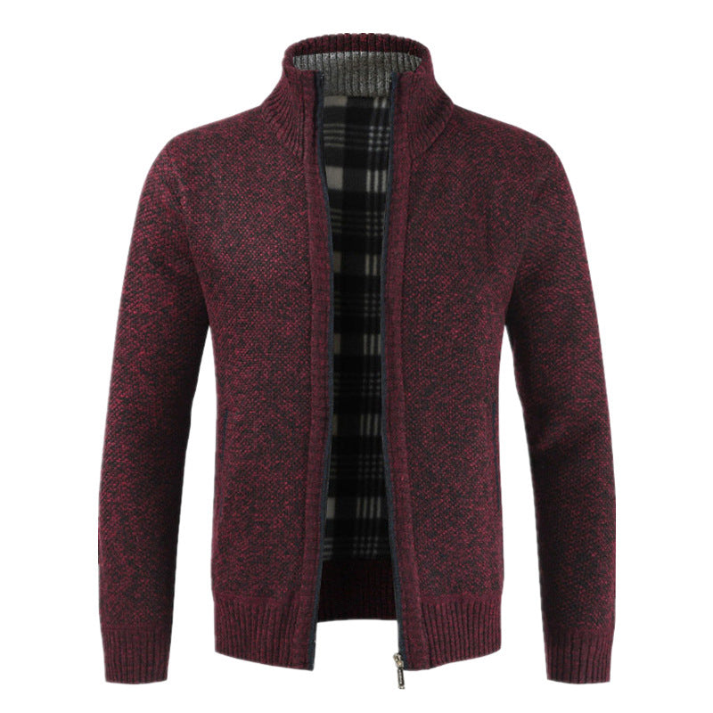 Herren Strickjacke mit hohem Kragen und plüschigen Innenfutter EB