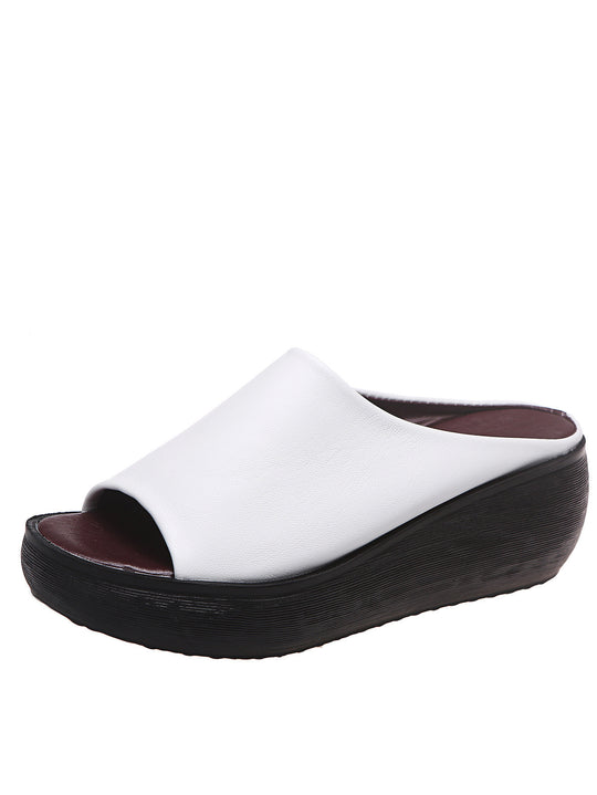 Damen Wedge-Pantoletten aus hochwertigem Leder EB