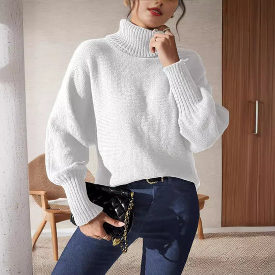 Damen modischer Rollkragenpullover mit lässigem Schnitt und strukturiertem Maschenmuster EB