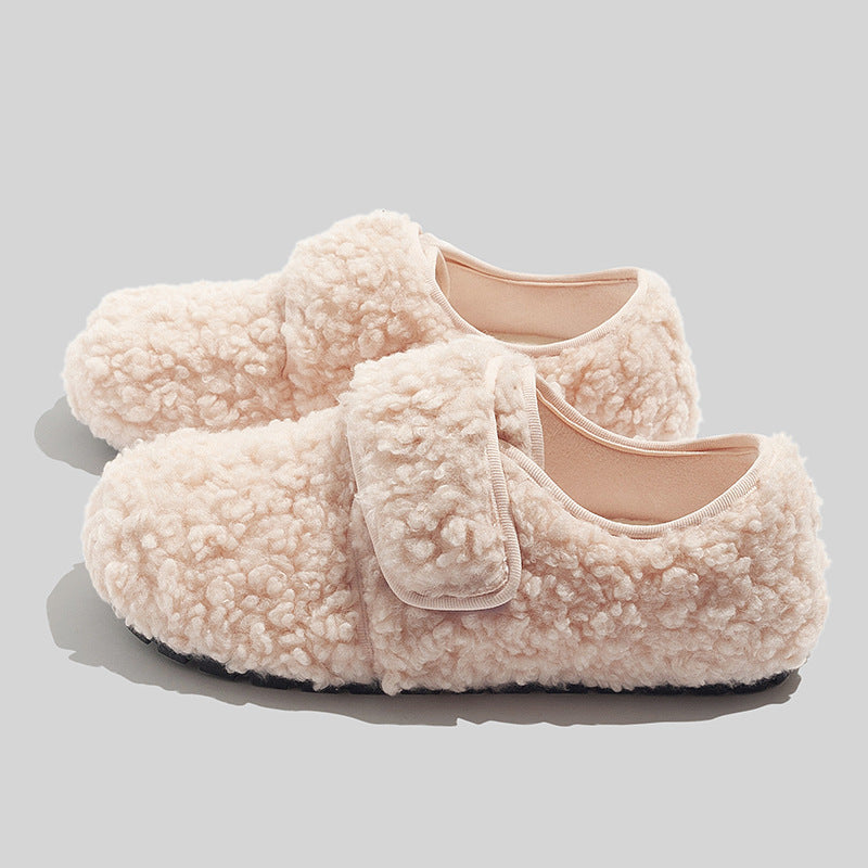 Damen Hausschuhe mit weichem Fleece-Futter und verstellbarem Klettverschluss EB