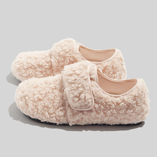 Damen Hausschuhe mit weichem Fleece-Futter und verstellbarem Klettverschluss EB