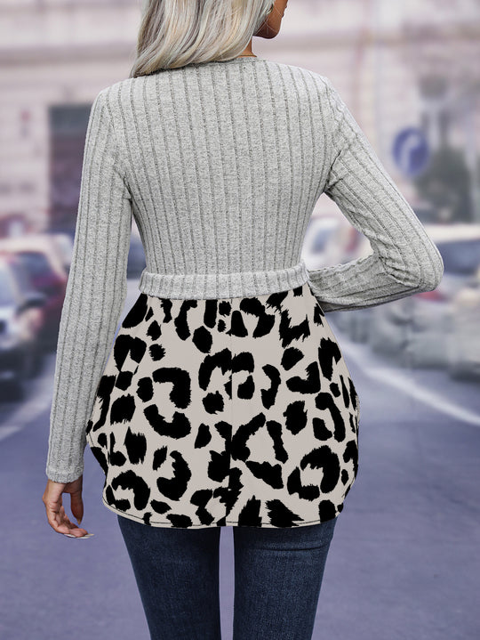 Damen modisches Oberteil im Lagen-Look mit Tiermuster EB