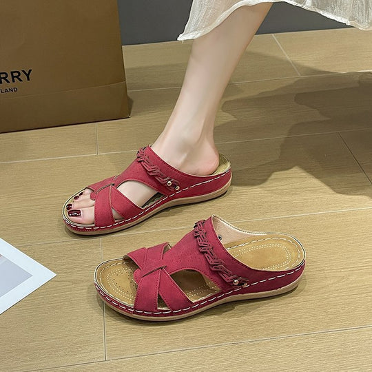 Damen Komfortable und elegante Zehentrenner-Sandalen mit modischem Riemendesign EB