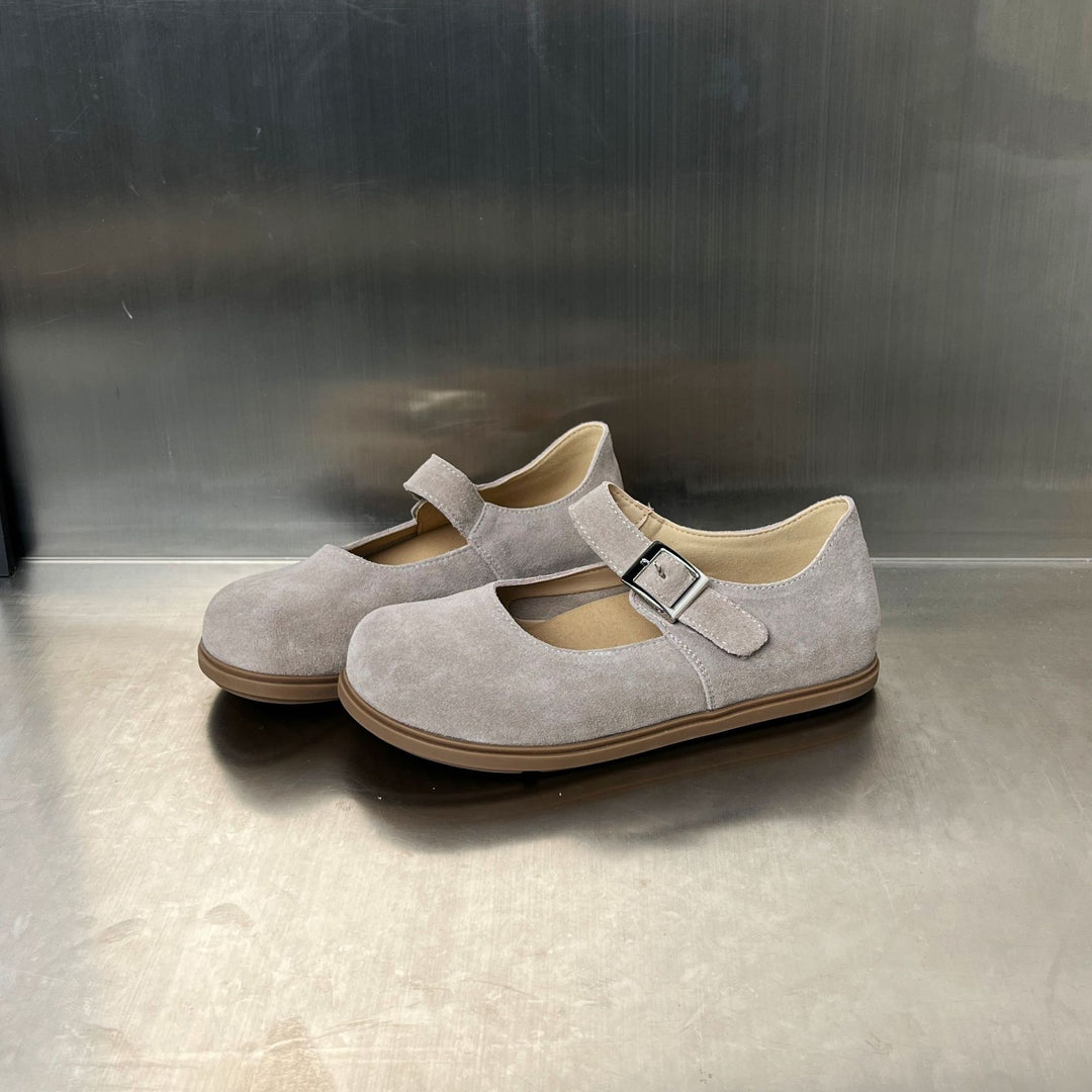 Damen Komfortable Halbschuhe mit verstellbarem Riemen und weichem Wildleder EB