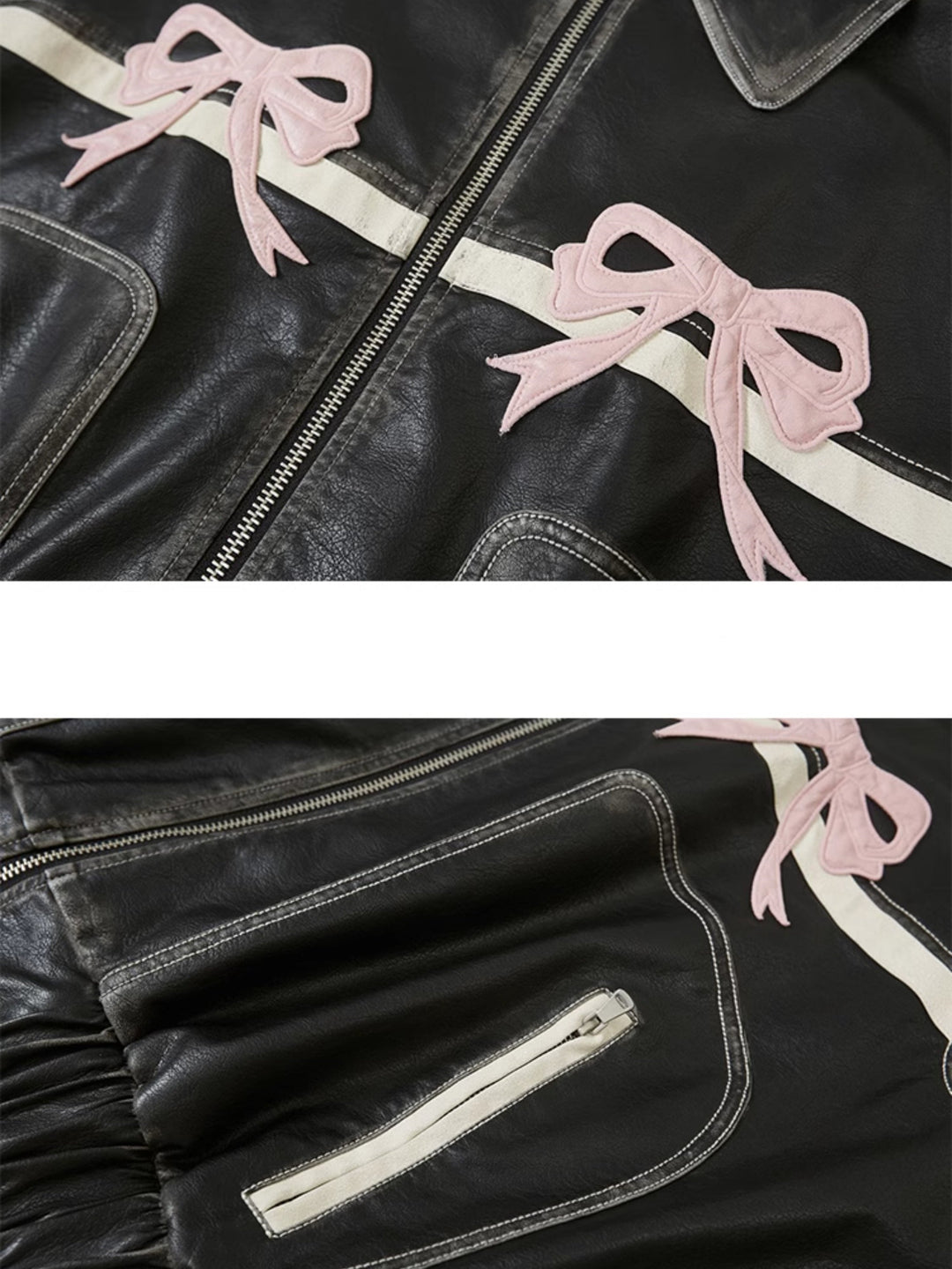 EB | Bowknot Zip Up Lederjacke