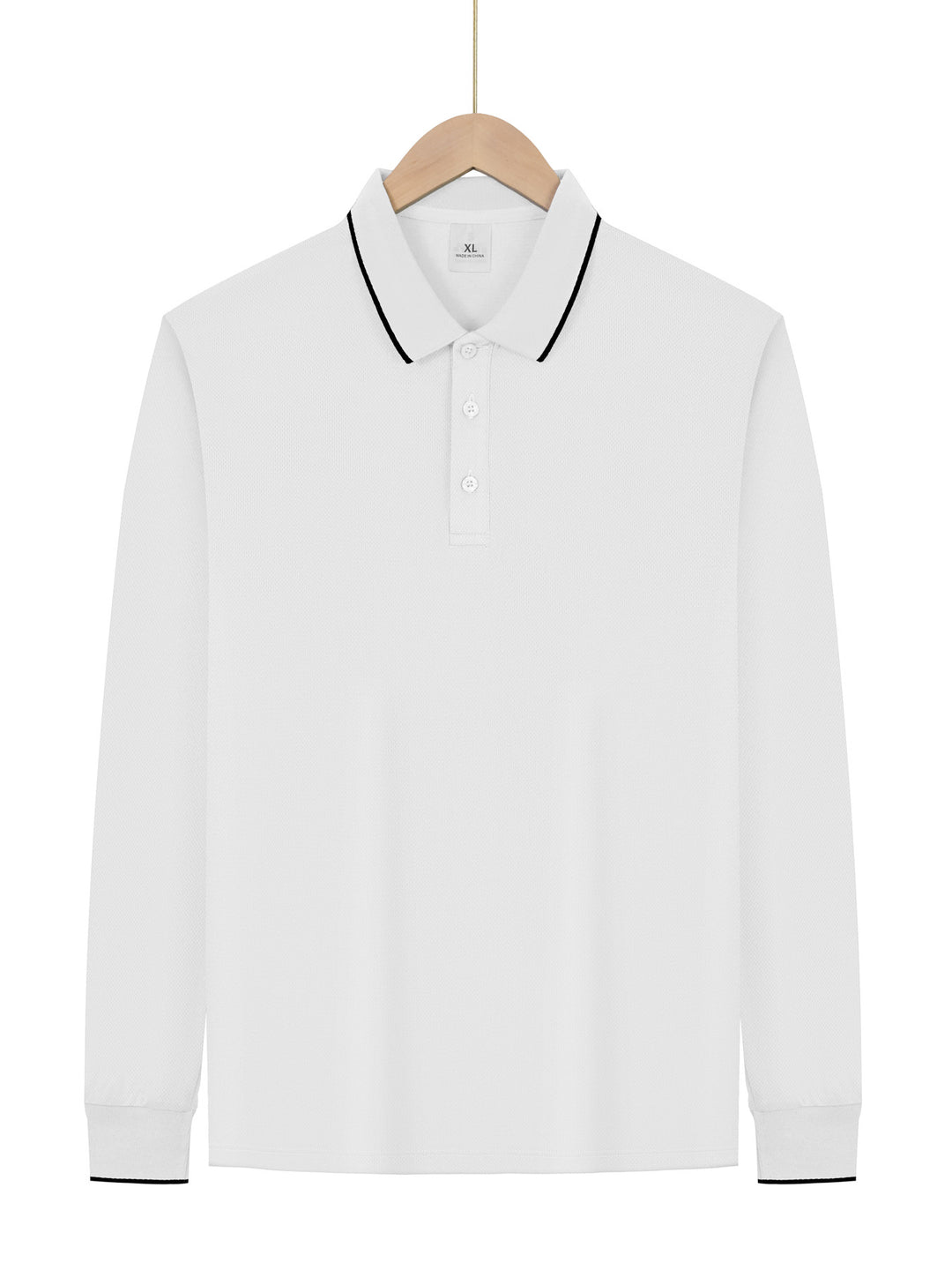 Herren nan langärmeliges Piqué-Poloshirt mit Kontrastpaspel am Kragen und Bündchen EB