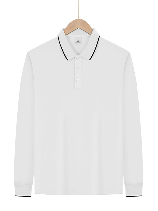 Herren nan langärmeliges Piqué-Poloshirt mit Kontrastpaspel am Kragen und Bündchen EB
