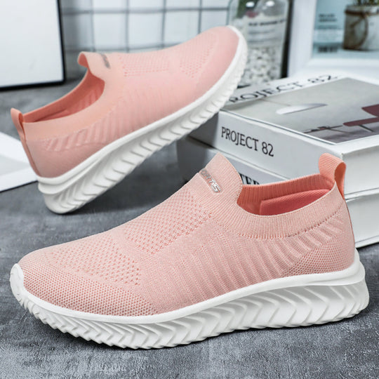 Damen Luftige Slip-On Sneakers mit flexiblem Strickoberteil EB