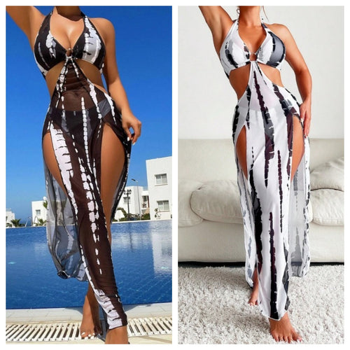Damen Maxi-Strandkleid mit Cut-Out-Details und asymmetrischem Schnitt EB