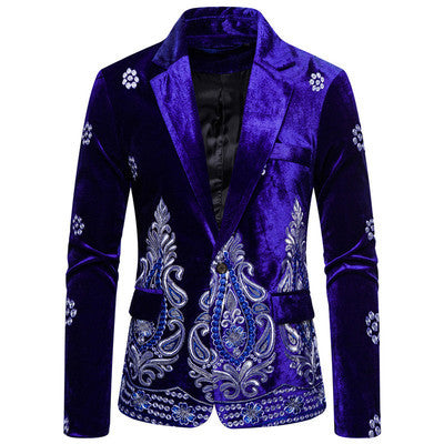 Herren eleganter Samtblazer mit opulenter Stickerei EB