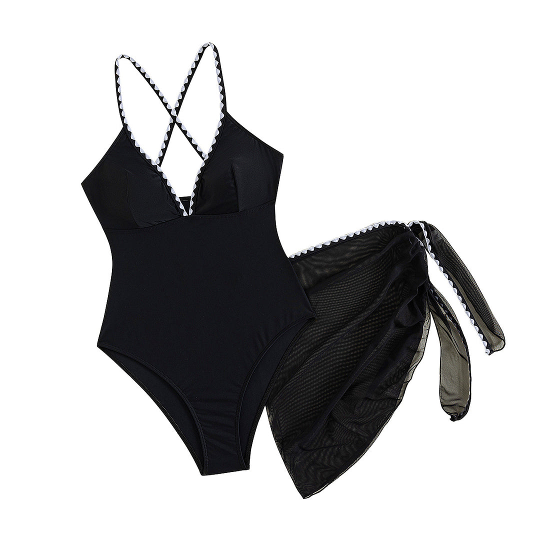 Damen Einteiliger Badeanzug mit trendigem Cut-Out und raffiniertem Überwurf EB