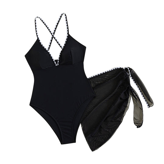 Damen Einteiliger Badeanzug mit trendigem Cut-Out und raffiniertem Überwurf EB