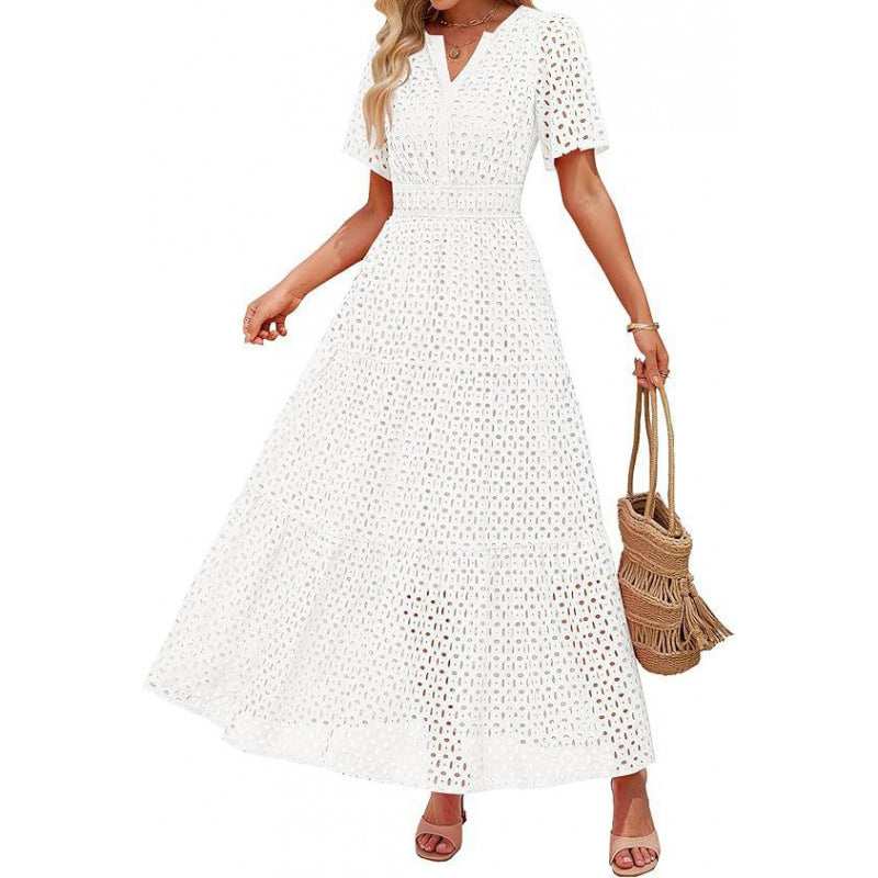 Damen Maxikleid mit gehäkeltem Muster EB