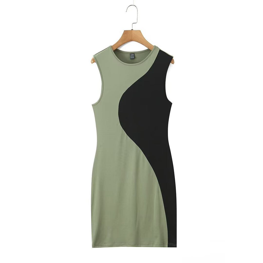 Damen ärmelloses Kleid mit innovativem asymmetrischem Design EB